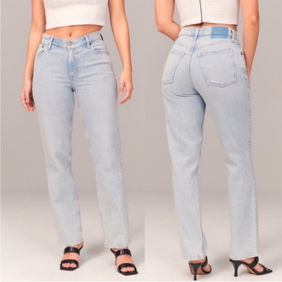 Abercrombie Low Rise 90s Straight Light Wash Blue Size 33/16R - Picture 2 of 15